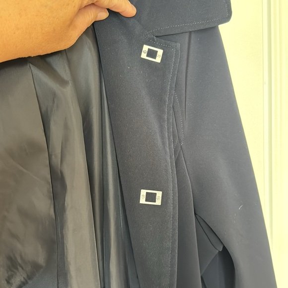 London Fog Collection Women's XXL Snap Navy Blue Raincoat-Detachable Hood Lined - Picture 7 of 14